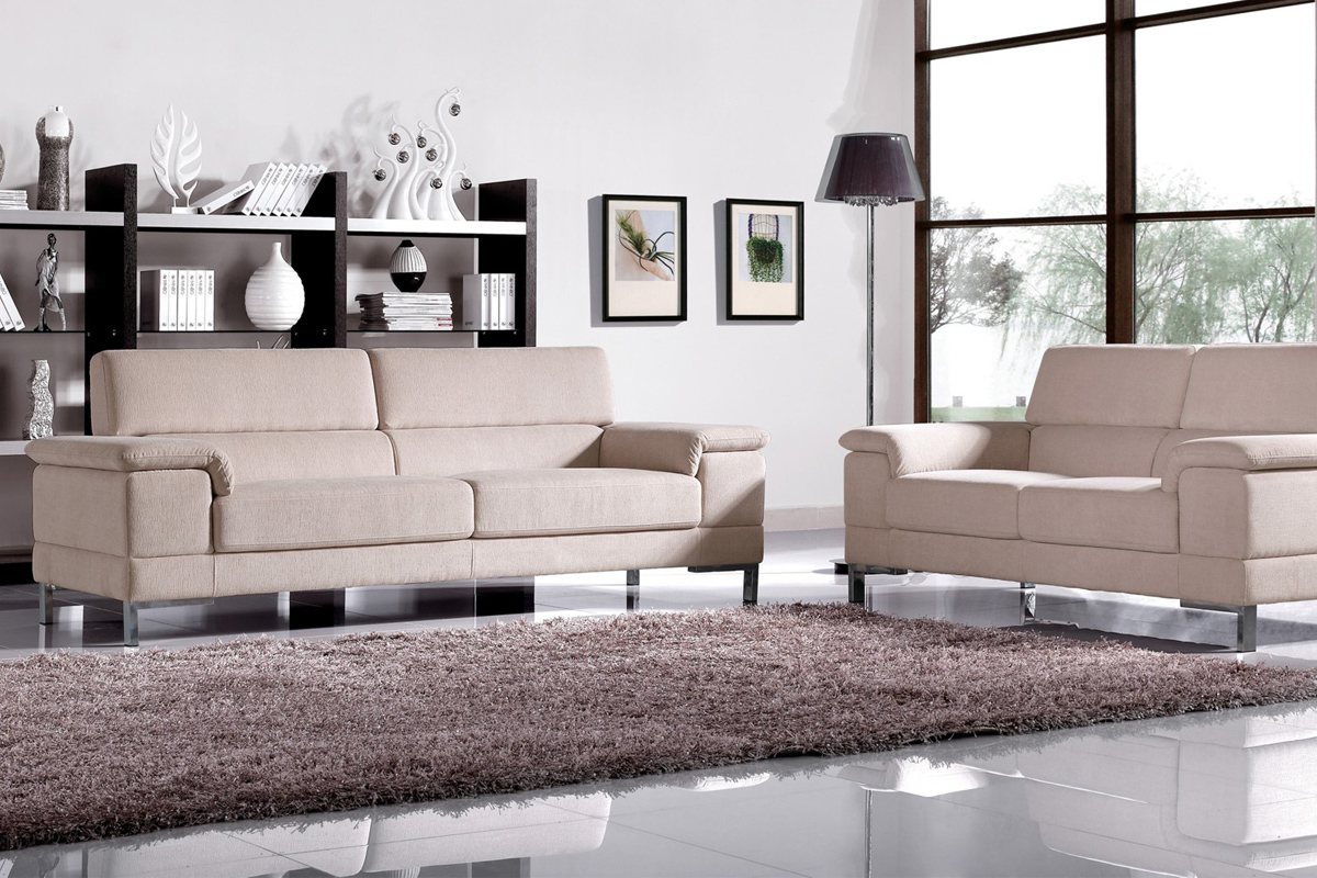 白色织物现代软沙发